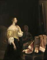 Dame bei der Toilette