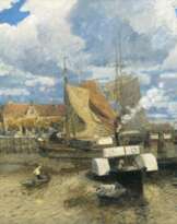 Kleiner Hafen mit Raddampfer