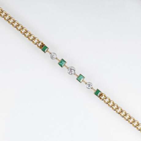 Jugendstil-Armband mit Smaragden und Altschliffdiamanten - photo 1