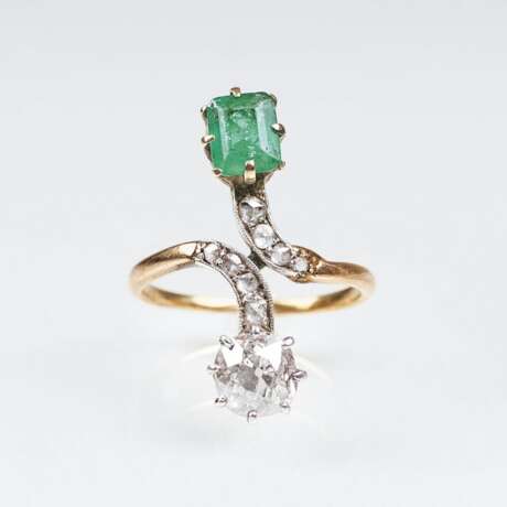 Jugendstil Diamant-Smaragd-Ring - Foto 1