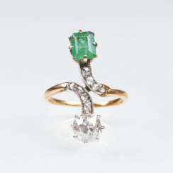 Jugendstil Diamant-Smaragd-Ring