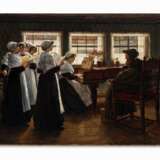 Morgenandacht in einem holländischen Waisenhaus Walter Firle (1859 - 1929) Canvas Oil paint Genre art Antique period 1884 - photo 1