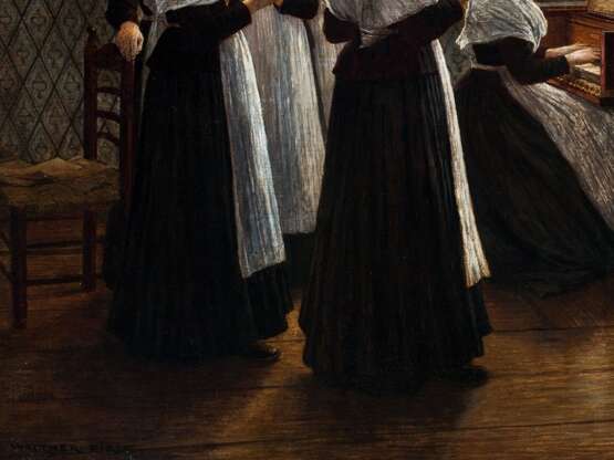 Morgenandacht in einem holländischen Waisenhaus Walter Firle (1859 - 1929) Canvas Oil paint Genre art Antique period 1884 - photo 7
