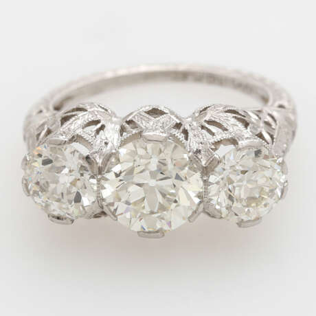 Ring mit 3 Diamanten im Altschliff ca. 3,6 Karat, - фото 1