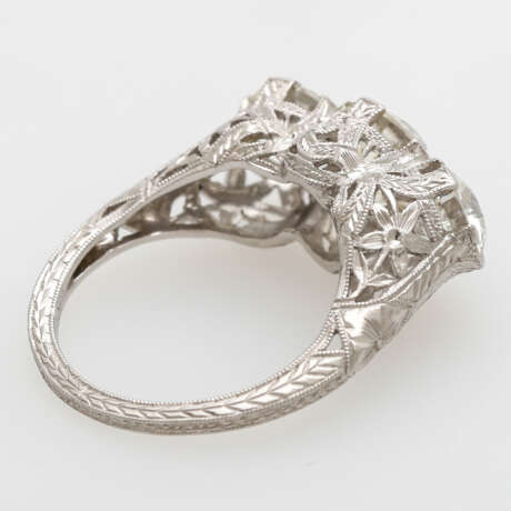 Ring mit 3 Diamanten im Altschliff ca. 3,6 Karat, - Foto 3