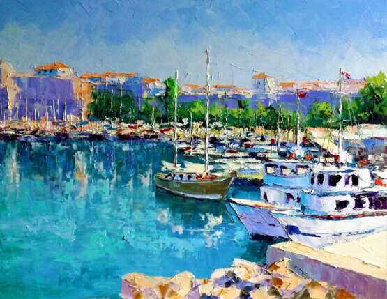 “A Sunny day in the port” Canvas Oil paint Impressionist Landscape painting 2019 - photo 1