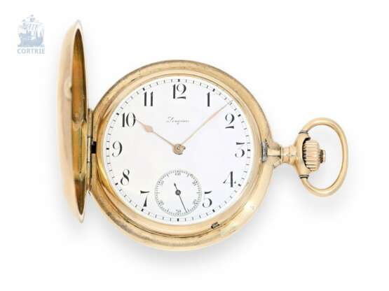 Taschenuhr: besonders schweres und hochwertiges Longines Taschen-Chronometer Kaliber 21.53, 14K Rotgold, um 1900 - photo 1