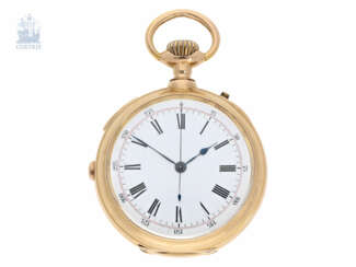 Taschenuhr: prächtig dekorierte, schwere goldene Taschenuhr mit Repetition und Chronograph, Montandon Geneve No. 17895, ca. 1890