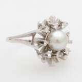 Damenring mit Perle und Diamanten, - photo 2