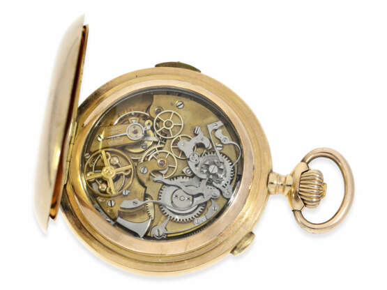 Taschenuhr: feine, besonders große Goldsavonnette mit Chronograph und Repetition, Audemars Freres No.290634, ca. 1900 - photo 2