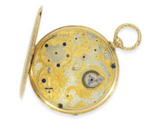 Taschenuhr: extrem flache Gold/Emaille-Lepine Kaliber Bagnolet, vermutlich Genf ca.1850, No. 5564