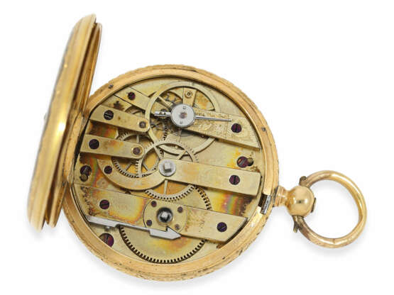 Taschenuhr: hochwertige Gold/Emaille-Savonnette mit 2 Wechsel-Zifferblättern und Originalbox No.1786, gefertigt für den osmanischen Markt, ca. 1850 - фото 7