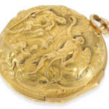 Taschenuhr: frühe englische 18K Gold Repoussé Doppelgehäuse-Spindeluhr, John Williams London, Hallmarks 1775 - photo 3