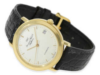Armbanduhr: elegante, automatische IWC Herrenuhr mit Emaillezifferblatt, Referenz 3209-03, Originalpapiere, Originalbox und Kaufbeleg von 1994