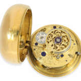 Taschenuhr: hochfeine englische Doppelgehäuse-Taschenuhr mit Zylinderhemmung, 22K Gold, John Ellicott London No.5531, Hallmarks 1764 - photo 2