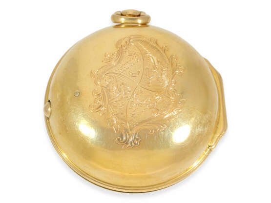 Taschenuhr: hochfeine englische Doppelgehäuse-Taschenuhr mit Zylinderhemmung, 22K Gold, John Ellicott London No.5531, Hallmarks 1764 - Foto 3