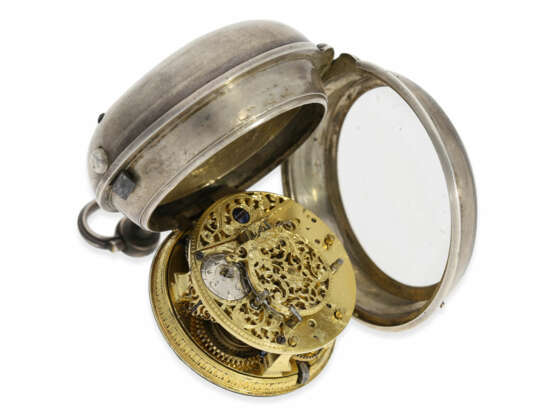 Taschenuhr: frühe Doppelgehäuse-Spindeluhr mit Alarm, vermutlich englisch, ca.1730 - photo 3