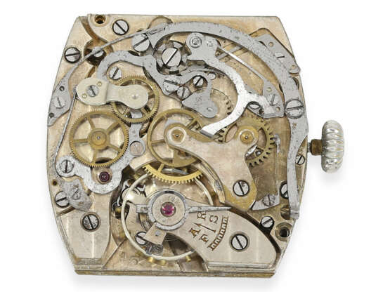 Armbanduhr: äußerst seltener, früher Chronograph mit Tonneau-Gehäuse, ca.1930 - Foto 2