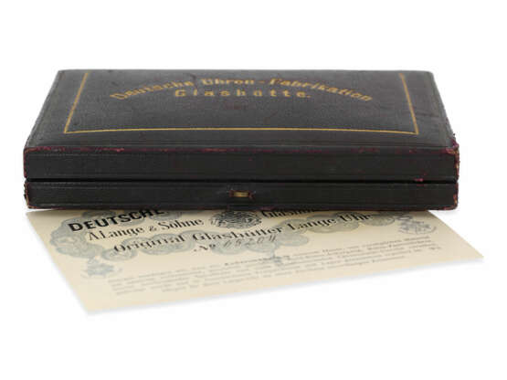 Taschenuhr: A. Lange & Söhne Herrenuhr in Rotgold, No.65204, komplett originaler Zustand mit Originalbox und Originalpapieren, ca. 1910 - photo 2