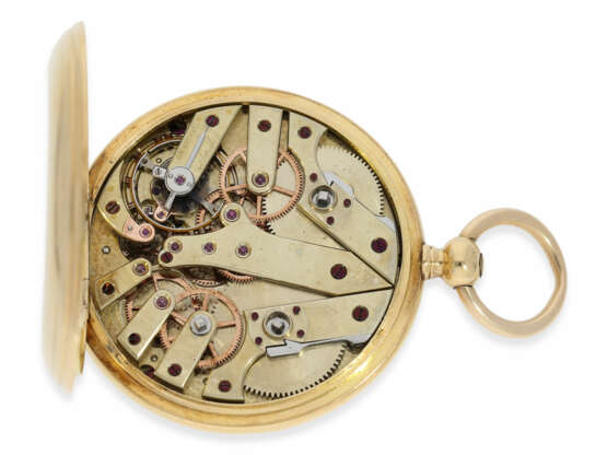 Taschenuhr: hochfeiner, früher Chronograph mit unabhängiger Sekunde und blitzender 1/4-Sekunde, Schweiz ca. 1860 - photo 2