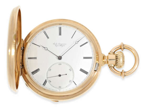 Taschenuhr: ausgesprochen schweres Ankerchronometer mit patentierter Bügel-Zeigerstellung, Jules Jürgensen No.12959, ca.1874 - фото 1