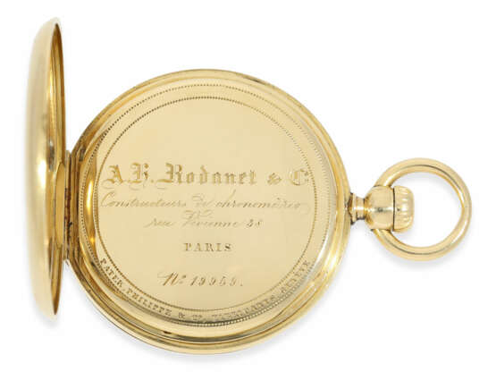 Taschenuhr: ganz frühe Patek Philippe Goldsavonnette mit früher Ausführung des Kronenaufzugs, ca. 1861 - Foto 6