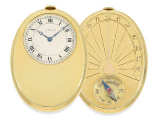 Taschenuhr: eine der rarsten Cartier Uhren aus der Zeit des Art déco, die "Sundial-Compass-Watch", Cartier ca.1939