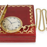 Taschenuhr: extrem rare Cartier Goldsavonnette mit Minutenrepetition, hochwertiger goldener Uhrenkette und Cartier Originalbox, ca.1915 - Foto 1