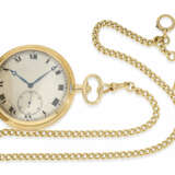 Taschenuhr: extrem rare Cartier Goldsavonnette mit Minutenrepetition, hochwertiger goldener Uhrenkette und Cartier Originalbox, ca.1915 - Foto 3