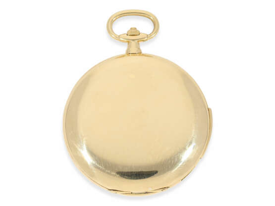 Taschenuhr: extrem rare Cartier Goldsavonnette mit Minutenrepetition, hochwertiger goldener Uhrenkette und Cartier Originalbox, ca.1915 - Foto 7
