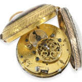 Taschenuhr: einzigartige und hochfeine Gold-Emaille-Spindeluhr mit dazugehöriger Gold/Emaille-Chatelaine mit Diamantbesatz, Gudin a Paris ca.1760 - фото 4