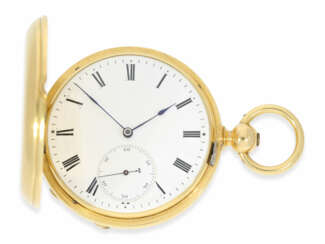 Taschenuhr: hochfeines Dent Taschenchronometer in nahezu neuwertigem Zustand mit Originalbox, hochfeines Federchronometer mit Sphärischer Spirale, No.487, ca. 1865