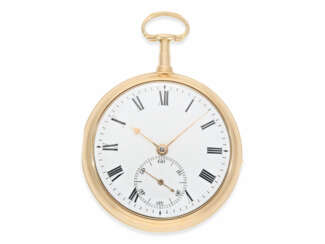 Taschenuhr: museales, bedeutendes rotgoldenes Taschenchronometer von Thomas Earnshaw mit "Zuckerzangen-Kompensation", No.763/3352, London 1805