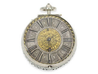 Taschenuhr: museale einzeigrige Dresdener Sackuhr mit Wecker, Paul Graupner Dresden, ca.1685