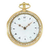 Taschenuhr: museale, früheste uns bekannte Gold/Emaille-Clockwatch mit Orientperlenbesatz, Originalbox und Originalschlüssel No.1919, George Prior London, ca.1785 - photo 9