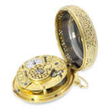 Taschenuhr: museale, früheste uns bekannte Gold/Emaille-Clockwatch mit Orientperlenbesatz, Originalbox und Originalschlüssel No.1919, George Prior London, ca.1785 - Foto 13