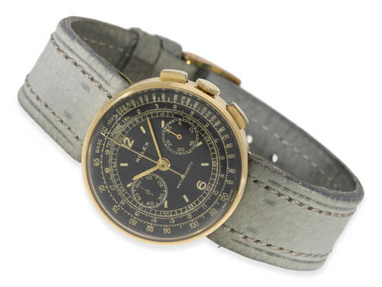 Armbanduhr: extrem seltener Rolex Chronograph, sog. "Moneta" mit unsichtbaren Bandanstößen und schwarzem Zifferblatt, ca.1938 - Foto 1