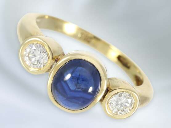 Ring: feiner vintage Damenring mit Saphir/Brillantbesatz, 14K Gold - Foto 1
