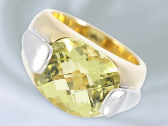 Ring: massiver und schwerer Goldschmiedering mit schönem Lemon-Citrin, Handarbeit aus 14K Gold - photo 2
