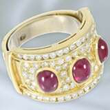 Ring: besonders breiter und geschmackvoller Rubin/Brillant-Goldschmiedering, ca. 4,76ct, Handarbeit - фото 2
