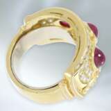Ring: besonders breiter und geschmackvoller Rubin/Brillant-Goldschmiedering, ca. 4,76ct, Handarbeit - photo 3