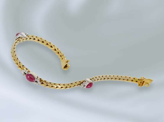 Armband: klassisches vintage Rubin/Diamant-Goldschmiedearmband, Handarbeit, 14K Gold - Foto 1