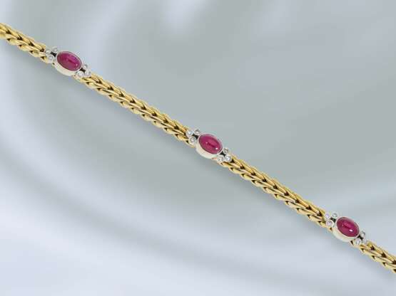 Armband: klassisches vintage Rubin/Diamant-Goldschmiedearmband, Handarbeit, 14K Gold - фото 2