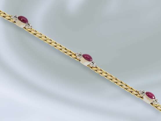 Armband: klassisches vintage Rubin/Diamant-Goldschmiedearmband, Handarbeit, 14K Gold - Foto 3