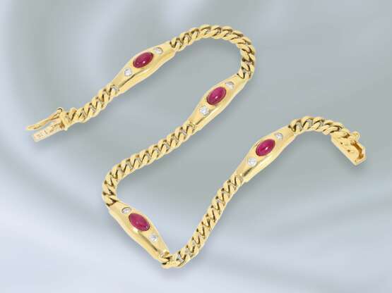 Armband: ausgefallenes vintage Goldschmiedearmband mit Rubin-/Brillantbesatz, Handarbeit aus 18K Gold - Foto 1
