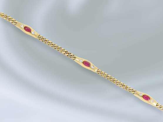 Armband: ausgefallenes vintage Goldschmiedearmband mit Rubin-/Brillantbesatz, Handarbeit aus 18K Gold - photo 2