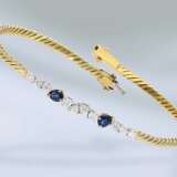 Armband: äußerst feines und hochwertiges Saphir/Brillant-Goldschmiedearmband, ca. 1ct - фото 1