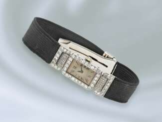 Armbanduhr: äußerst elegante Art déco Cocktailuhr, signiert Cartier, ca. 1920, Platin