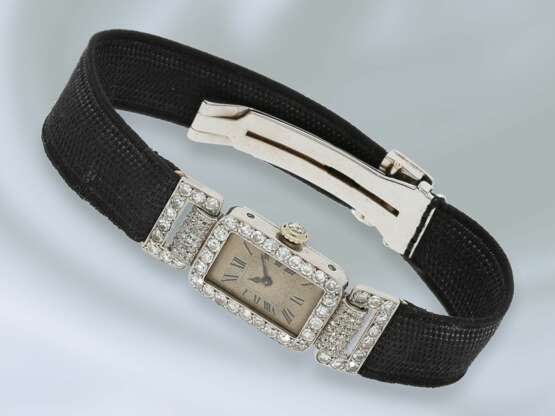 Armbanduhr: äußerst elegante Art déco Cocktailuhr, signiert Cartier, ca. 1920, Platin - Foto 2