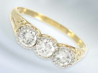Ring: schöner, handgearbeiteter Brillant-Goldschmiedering, ca. 0,72ct, antik, vermutlich um 1910